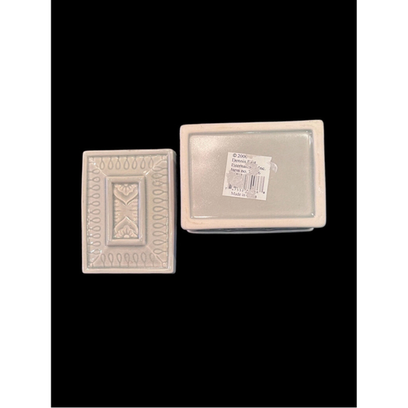 Vintage Lotus Flower Ceramic Gray Green Treasure Box Memory Box Jewelry Box - Picture 6 of 10